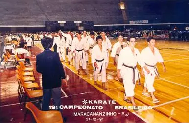 Abertura do 19º Campeonato Brasileiro de Karatê, Maracanãzinho, Rio de Janeiro, 21/12/1991, com o Prof. L. C. Pares como delegado técnico
