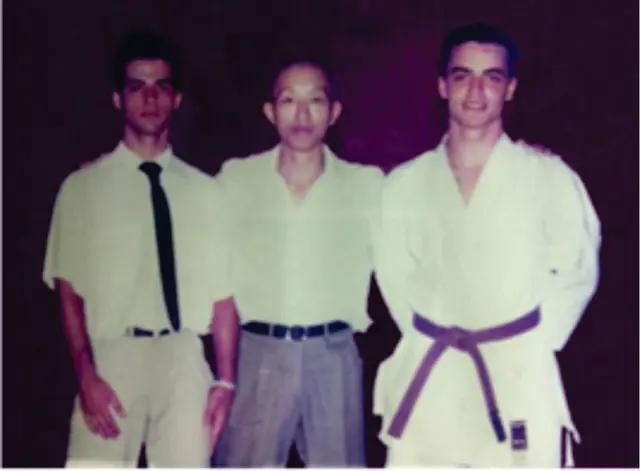 Takashi Shimo com Samuel Aguiar e Ricardo Aguiar